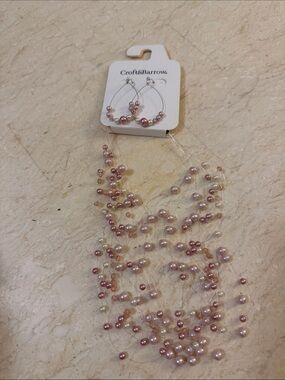 croft & barrow Pink Multi-Strand Beaded Necklace with Matching Earrings